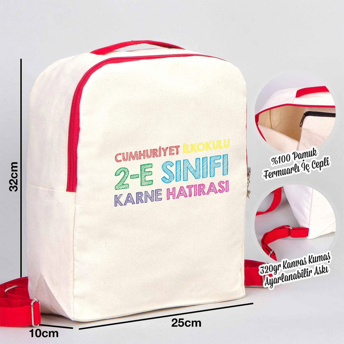 Karne Günü Desenli Kırmızı VIP Kanvas Sırt Çantası – (Özelleştirilebilir)