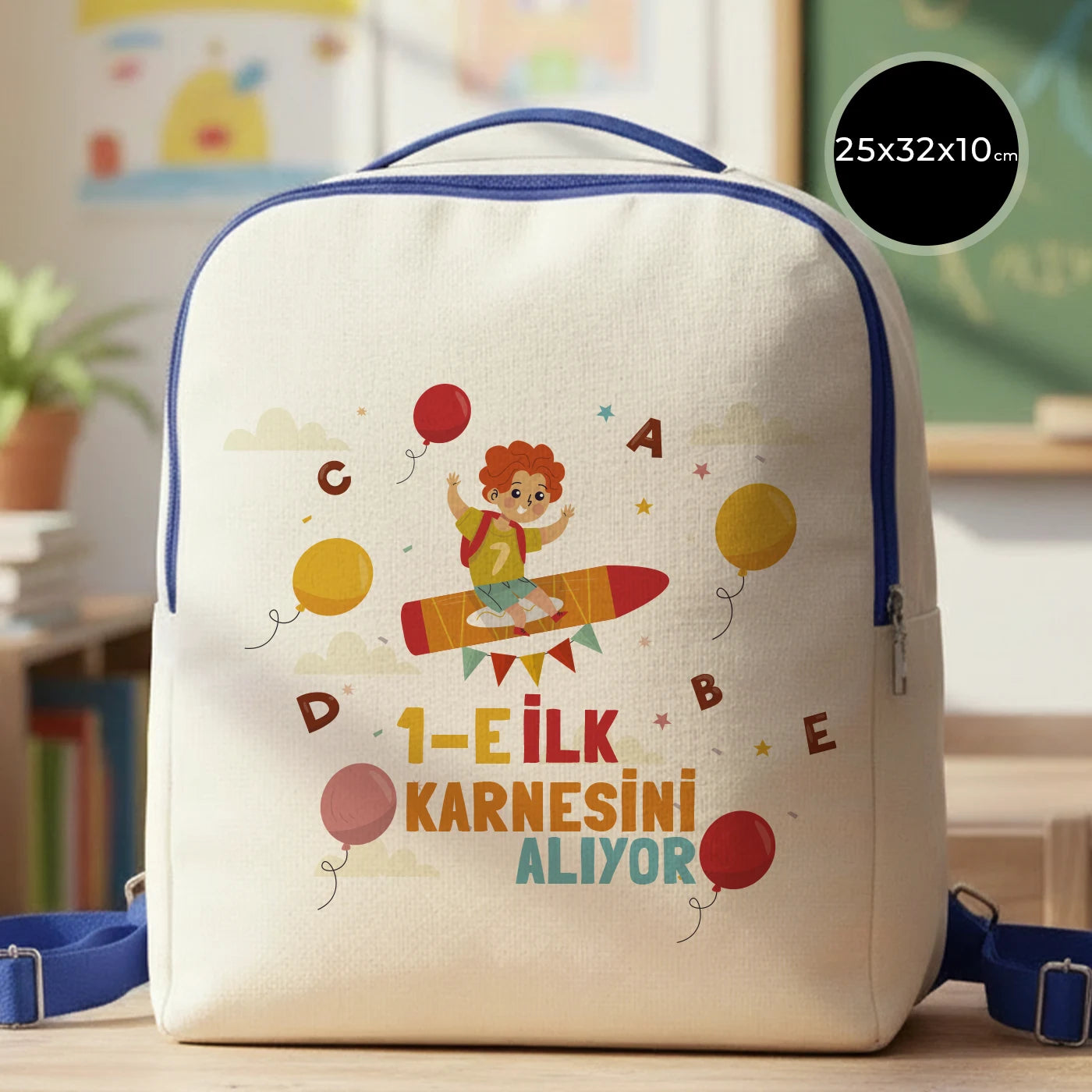 Karne Günü Desenli Saks Mavi VIP Kanvas Sırt Çantası – (Özelleştirilebilir)