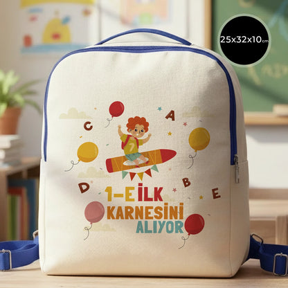 Karne Günü Desenli Saks Mavi VIP Kanvas Sırt Çantası – (Özelleştirilebilir)