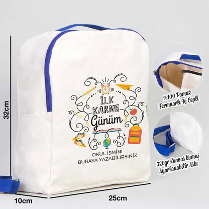 Karne Günü Desenli Saks Mavi VIP Kanvas Sırt Çantası – (Özelleştirilebilir)