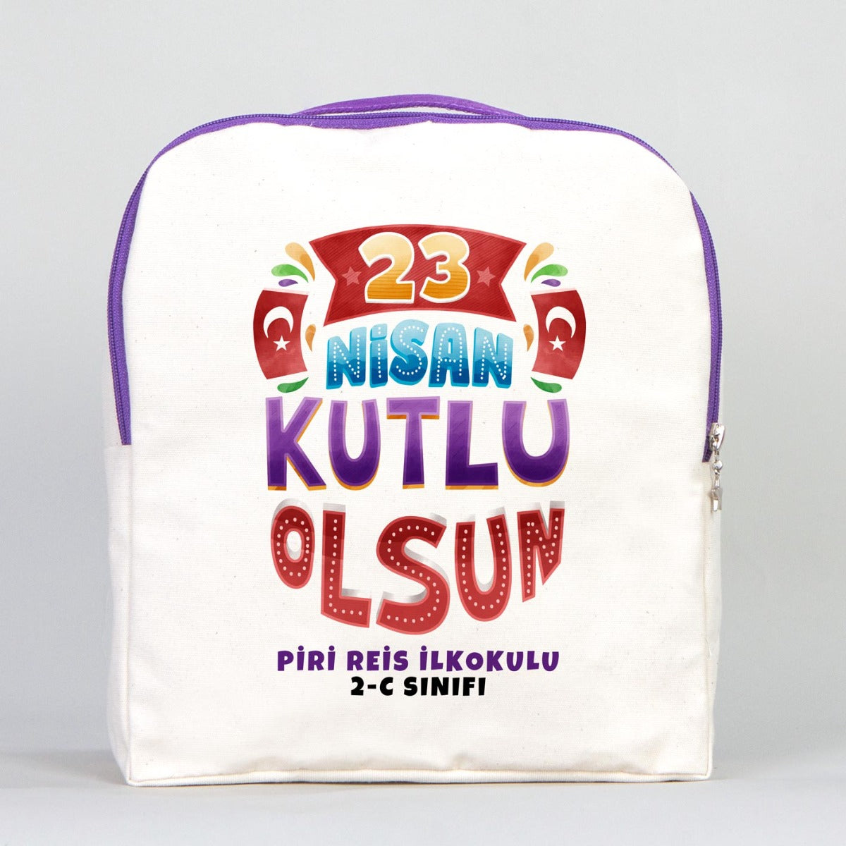 Mor VIP Kanvas Sırt Çantası (Özelleştirilebilir)