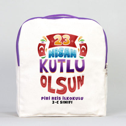 Mor VIP Kanvas Sırt Çantası (Özelleştirilebilir)