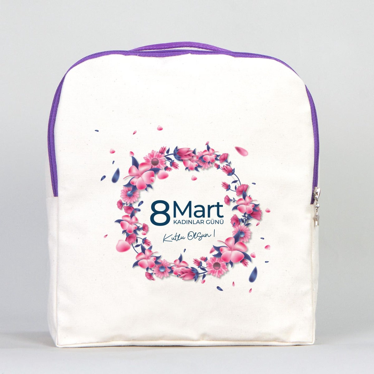 Mor VIP Kanvas Sırt Çantası (Özelleştirilebilir)