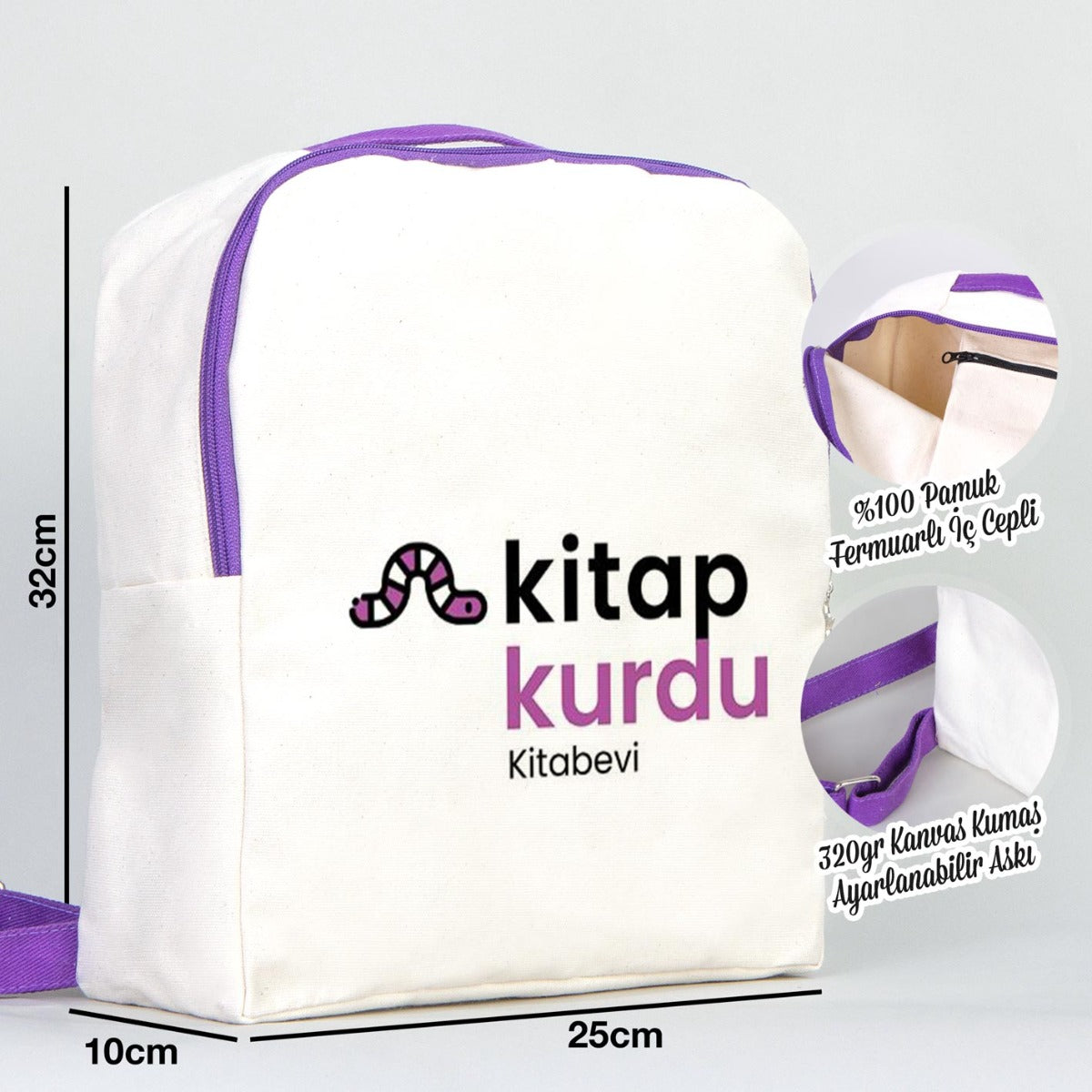 Mor VIP Kanvas Sırt Çantası (Özelleştirilebilir)