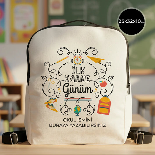 Karne Günü Desenli Siyah VIP Kanvas Sırt Çantası – (Özelleştirilebilir)