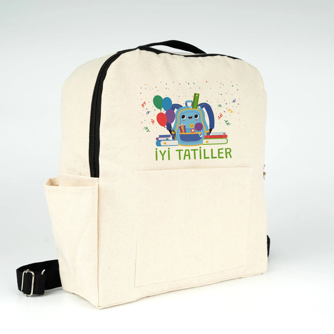 Karne Gününe Özel Siyah VIP Kanvas Sırt Çantası – Ön ve Yan Cepli