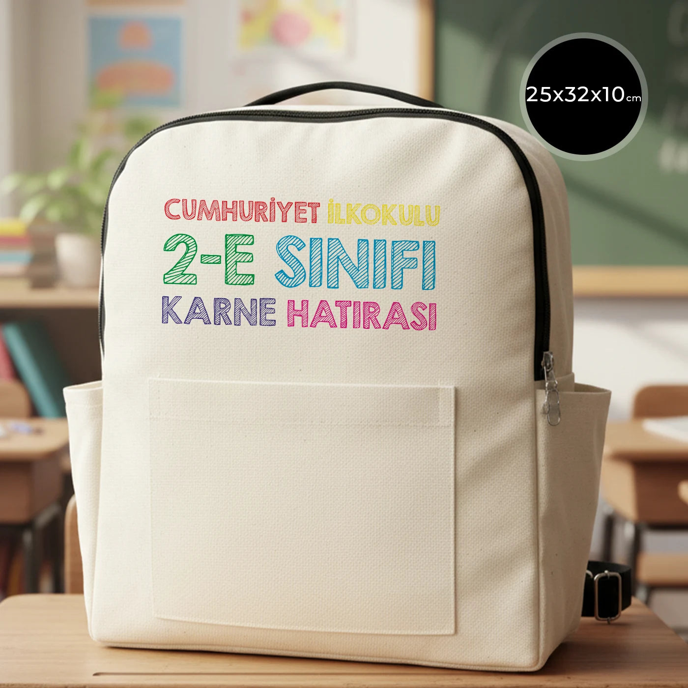 Karne Gününe Özel Siyah VIP Kanvas Sırt Çantası – Ön ve Yan Cepli