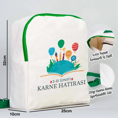 Karne Günü Desenli  Yeşil VIP Kanvas Sırt Çantası – (Özelleştirilebilir)