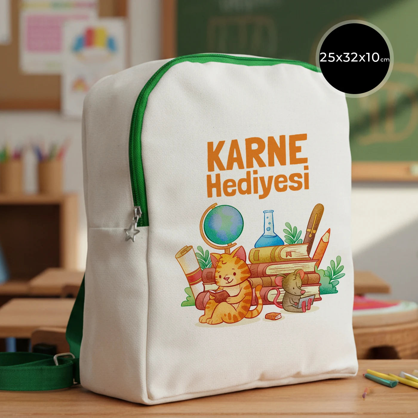 Karne Günü Desenli  Yeşil VIP Kanvas Sırt Çantası – (Özelleştirilebilir)