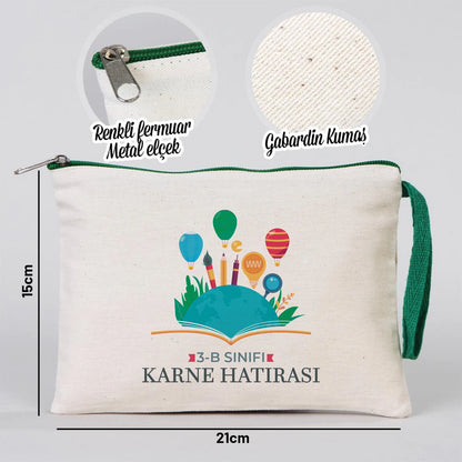 Karne Günü Desenli Clutch –  Yeşil Fermuarlı 21×15 cm (Özelleştirilebilir)