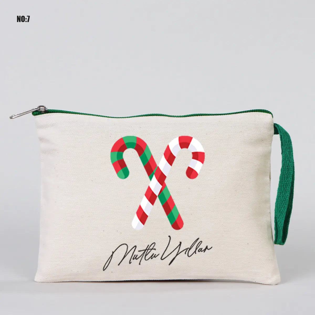 Yılbaşı Kanvas Astarsız Kalemlik Yeşil Fermuar (Özelleştirilebilir)