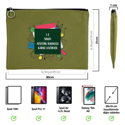 Karne Günü Özel Portföy Çanta – Yeşil 30×21 cm (Astarlı, Özelleştirilebilir)