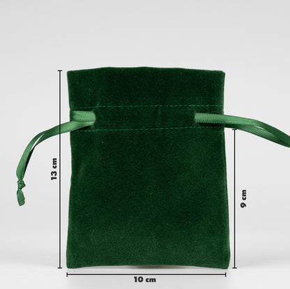 Kadife Gül Kese 10x13 cm - Yeşil (Özelleştirilebilir)