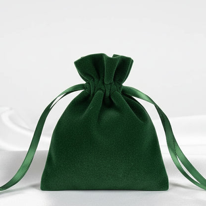 Kadife Gül Kese 10x13 cm - Yeşil