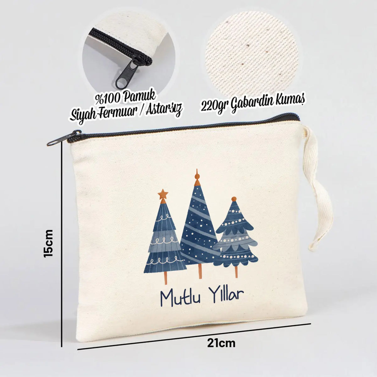 Yılbaşı Baskılı Clutch Astarsız Çanta 21x15 cm (Özelleştirilebilir) - yakın çekim