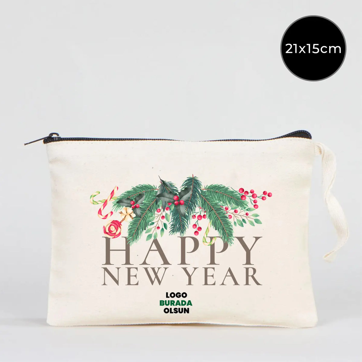 Yılbaşı Baskılı Clutch Astarsız Çanta 21x15 cm (Özelleştirilebilir)