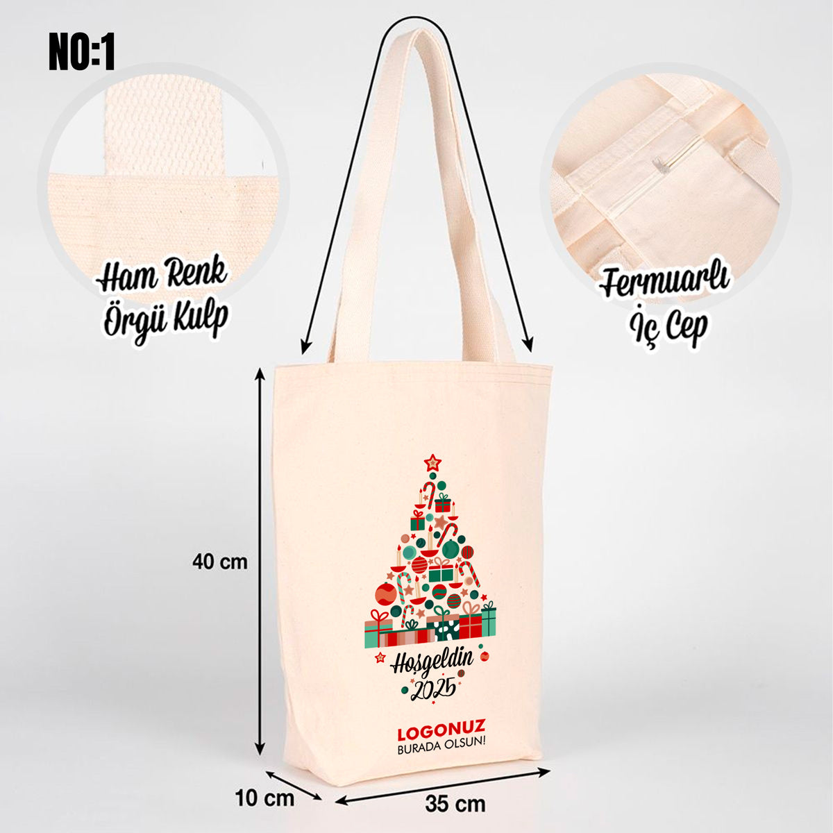 Yeni Yıl Temalı Geniş Hacim Çanta