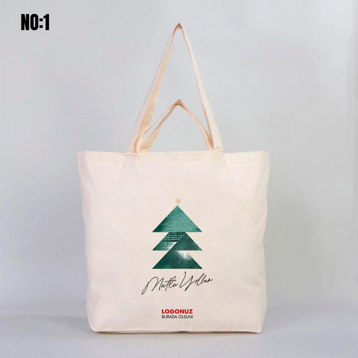 Bez Alışveriş Çantası 48x41x10cm Yılbaşı Baskılı (Özelleştirilebilir) - istepromosyon.com
