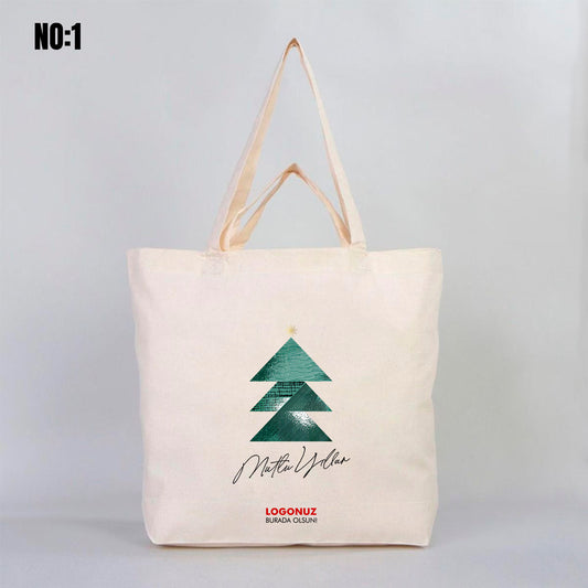 Bez Alışveriş Çantası 48x41x10cm Yılbaşı Baskılı (Özelleştirilebilir) - istepromosyon.com