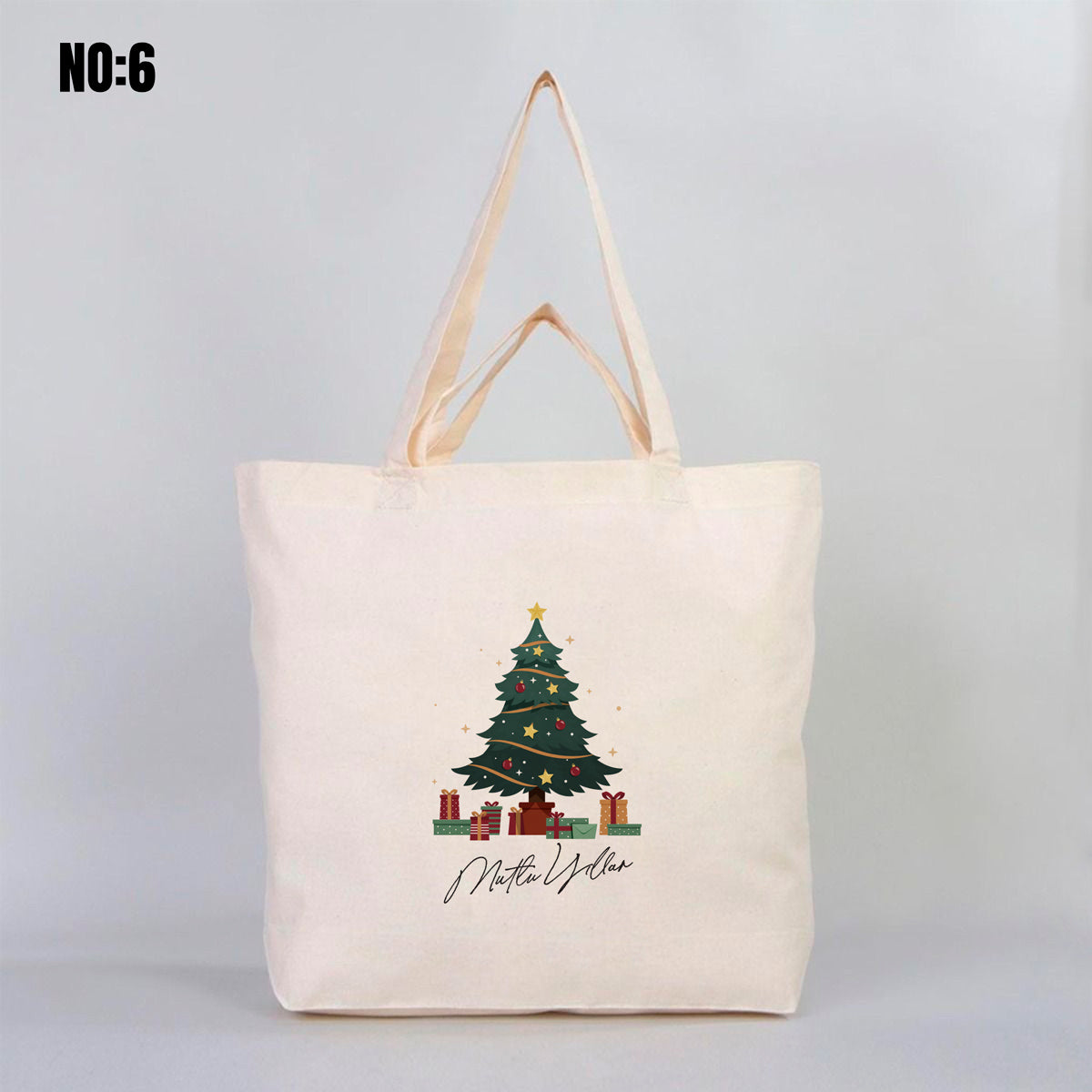 Bez Alışveriş Çantası 48x41x10cm Yılbaşı Baskılı (Özelleştirilebilir) - istepromosyon.com