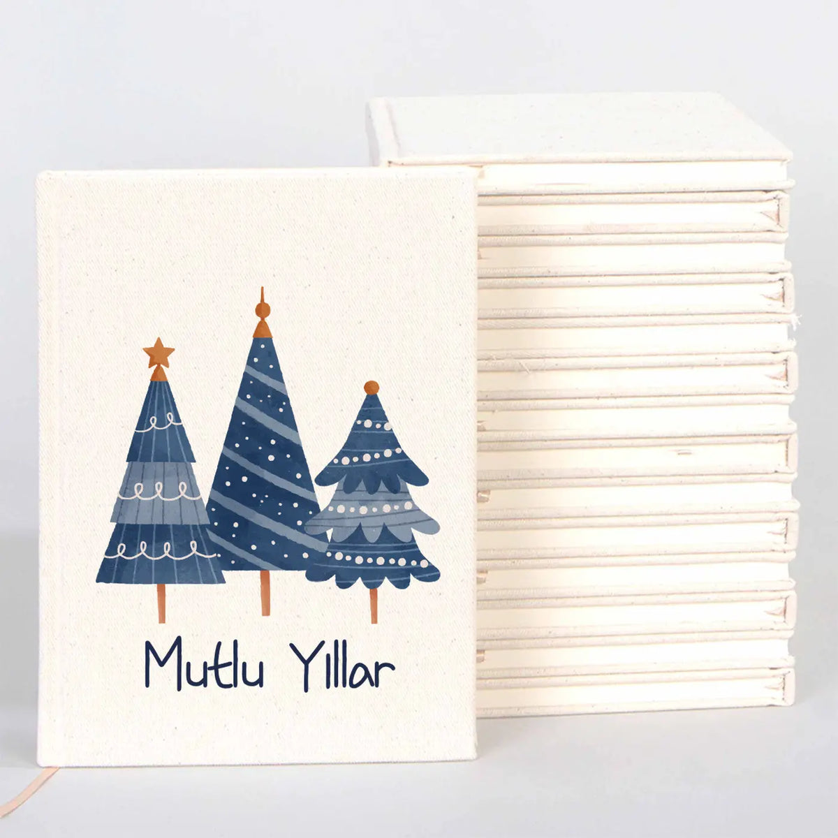 Yılbaşı Desenli Kanvas Defter 14x20 cm (Özelleştirilebilir) - görsel 6