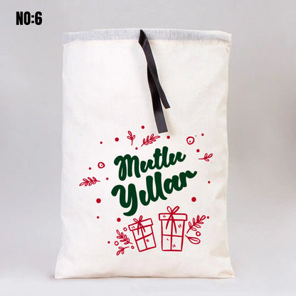 Yılbaşı Bez Kese Siyah Kurdelalı - 30x40 cm (Özelleştirilebilir)