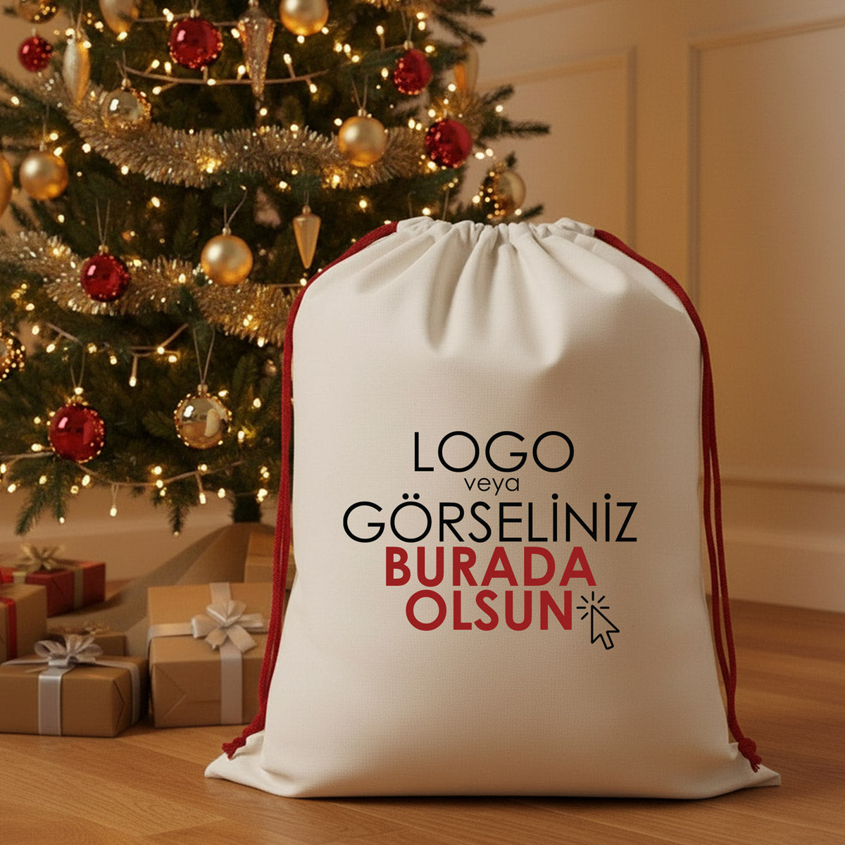 Yılbaşı Özel Baskılı Büyük Kese 60x90 cm – Logo veya Kişisel Tasarım Eklenebilir