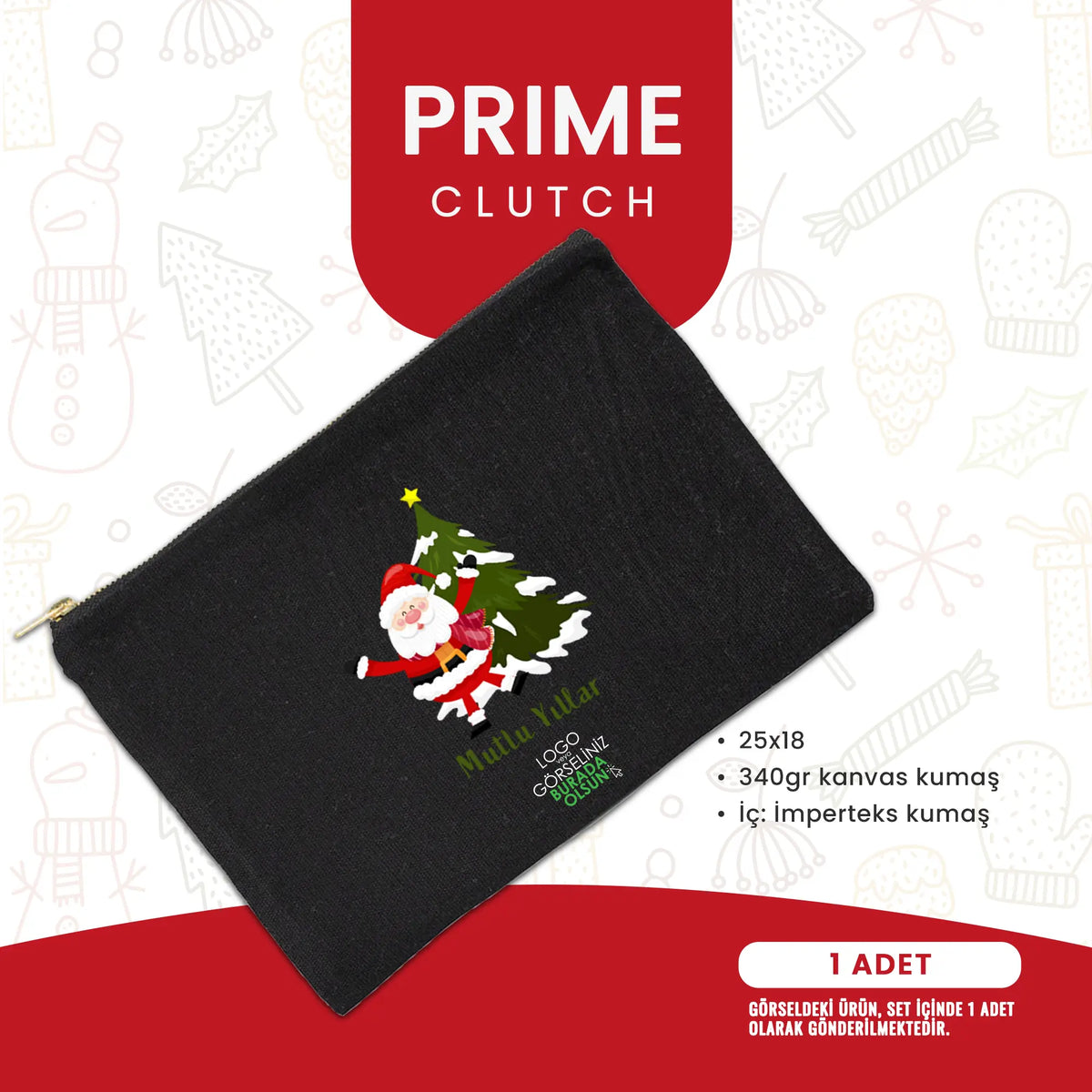 Ofis çalışanları için logolu yılbaşı hediye seti: Sweat, clutch, defter ve çanta