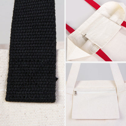Yılbaşı Modern Kanvas Çanta - Dıştan Renkli Örgü Kulp 45x35x8 cm (Özelleştirilebilir) - istepromosyon.com