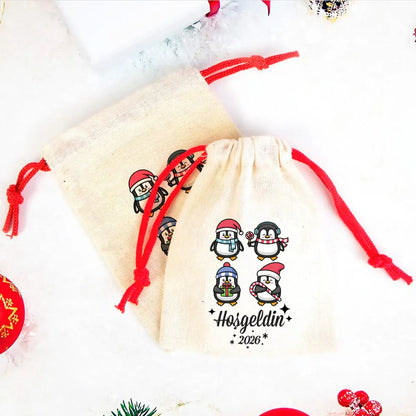 Hoşgeldin 2025 Baskılı Bez Kese - Renkli İp (Özelleştirilebilir)