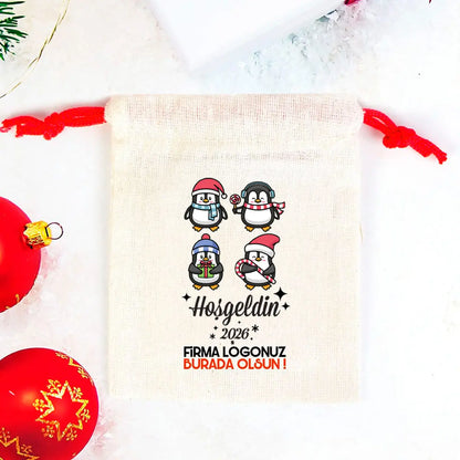 Hoşgeldin 2025 Baskılı Bez Kese - Renkli İp (Özelleştirilebilir)