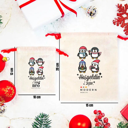 Hoşgeldin 2025 Baskılı Bez Kese - Renkli İp (Özelleştirilebilir)