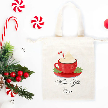 Yılbaşı Özel Figürlü Baskılı Bez Kese - 15,5x20 cm Tek Tutma Kısa Kulp (Özelleştirilebilir)