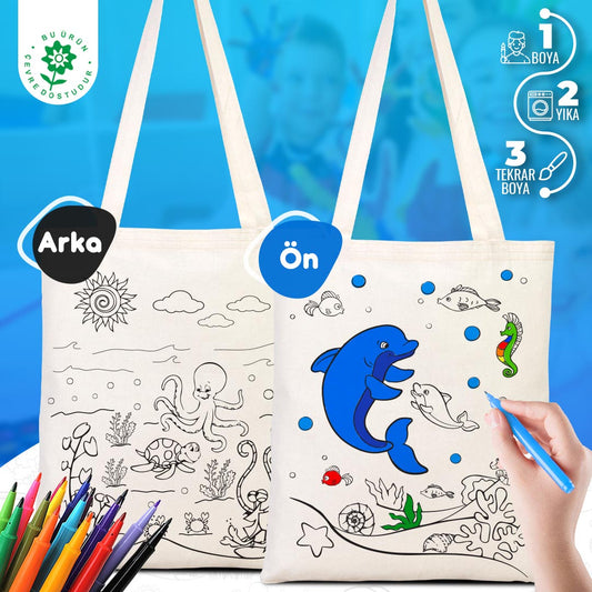 Bammerz Hambez 35X40 cm Denizaltı - Yunus Boyama Çanta