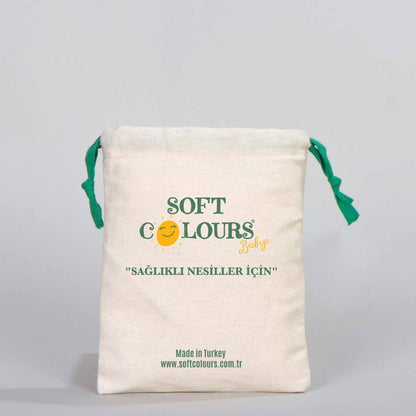 Bez Kese 15,5x20 cm - Renkli İp - Yeşil (Özelleştirilebilir)