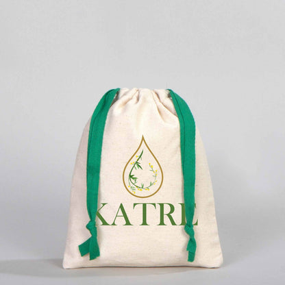 Bez Kese 15,5x20 cm - Renkli İp - Yeşil (Özelleştirilebilir)