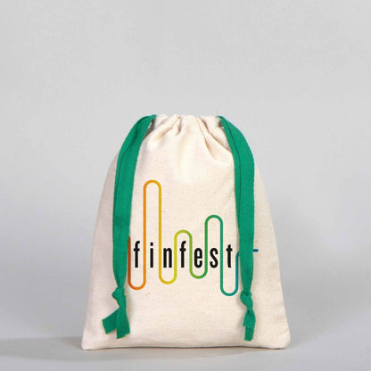 Bez Kese 15,5x20 cm - Renkli İp - Yeşil (Özelleştirilebilir)