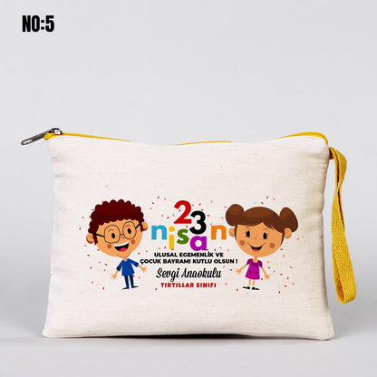 23 Nisan Renkli Fermuarlı Clutch Kalemlik 21x15 cm (Özelleştirilebilir)