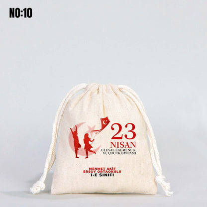 23 Nisan Bez Kese - 10x13 cm (Özelleştirilebilir)