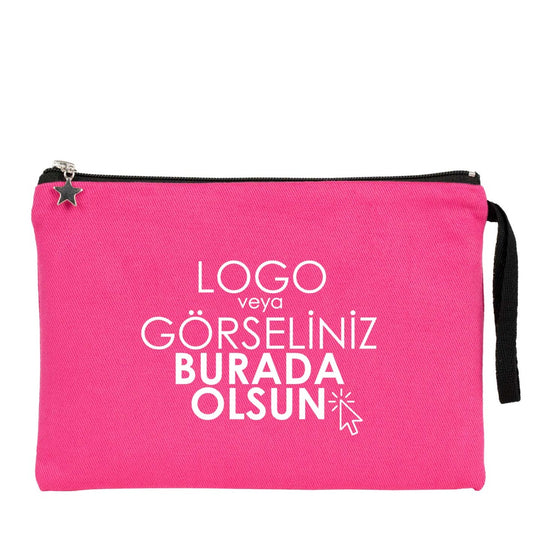 Clutch Kanvas Çanta Fuşya- 25x18 cm Astarlı (Özelleştirilebilir)