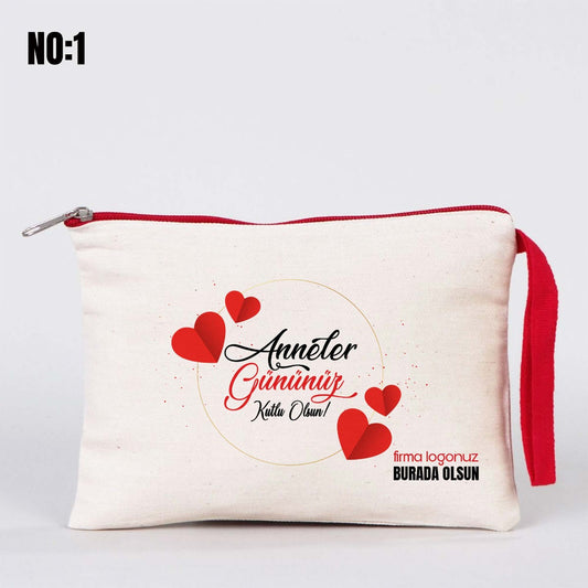 Anneler Günü Renkli Fermuarlı Clutch 21x15 cm