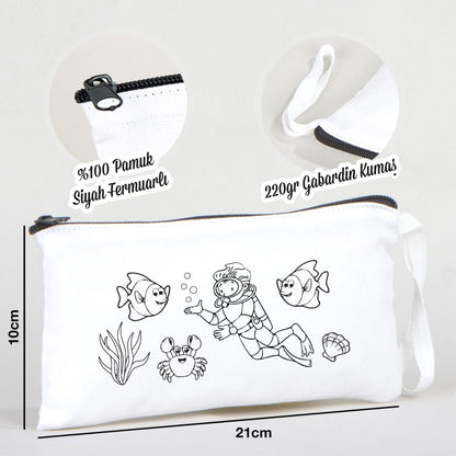 Boyanabilir Bez Kalemlik - Dalgıç Çocuk