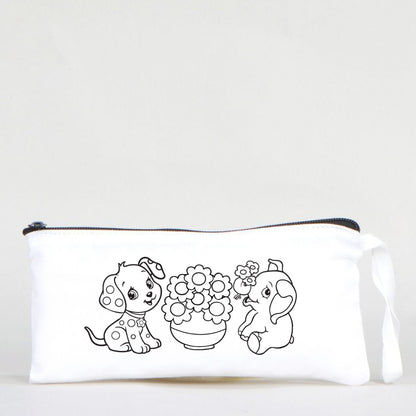 Boyanabilir Bez Kalemlik - Fil ve Köpek