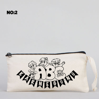 Karne Günü Boyanabilir Bez Kalemlik  21x10 cm - 3 Model  (Özelleştirilebilir)