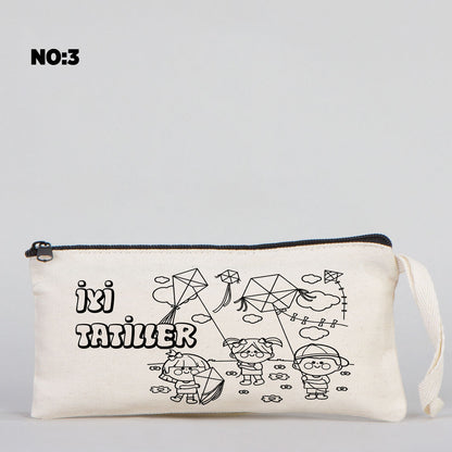 Karne Günü Boyanabilir Bez Kalemlik  21x10 cm - 3 Model  (Özelleştirilebilir)