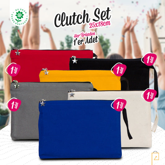 Clutch Set 25x18cm (Astarlı) - Her Üründen 1 Adet