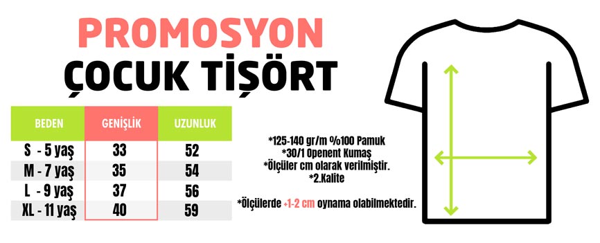 Dijital Baskılı Promosyon Çocuk Tişörtü - Beyaz