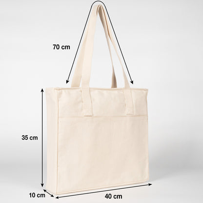 LUX Kanvas Çanta Fermuarlı - Ön Cepli, 40x35x10cm