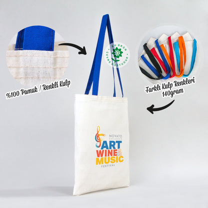 Ham Bez Çanta Saks Mavisi Kulp 35x40 cm (Özelleştirilebilir)