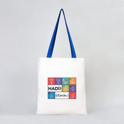 Ham Bez Çanta Saks Mavisi Kulp 35x40 cm (Özelleştirilebilir)